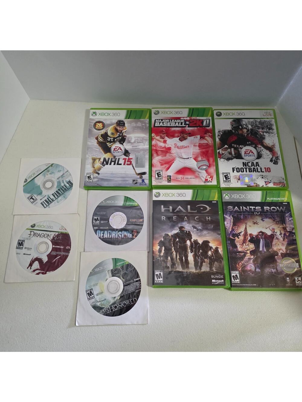 Xbox 360 Game Lot 9 Games Halo NCAA NHL Saints Row Dragon Age Final Fantasy